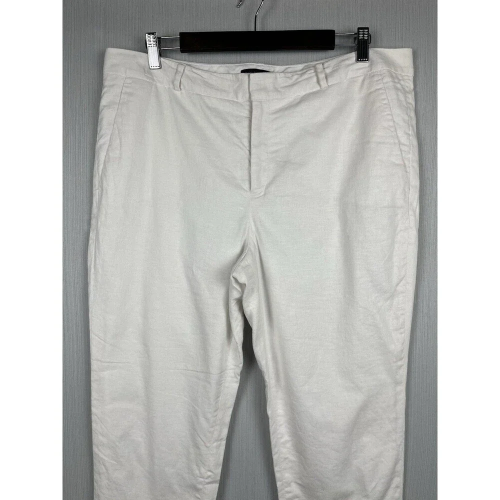 Avery White Linen Ankle Trouser Banana Republic Factory Sz 14 EUC Capsule Resort